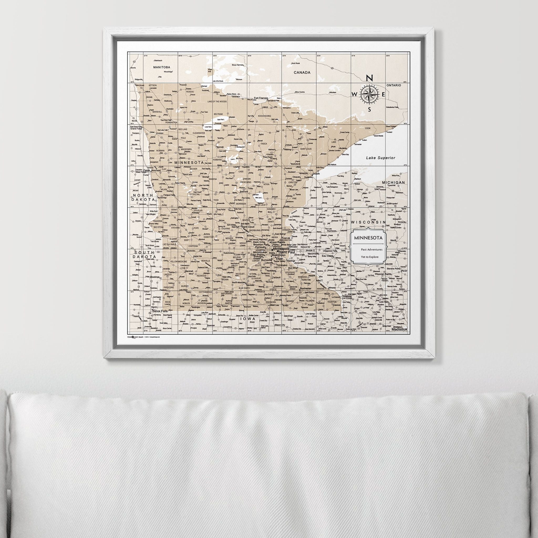 Push Pin Minnesota Map (Pin Board) - Light Brown Color Splash CM Pin Board