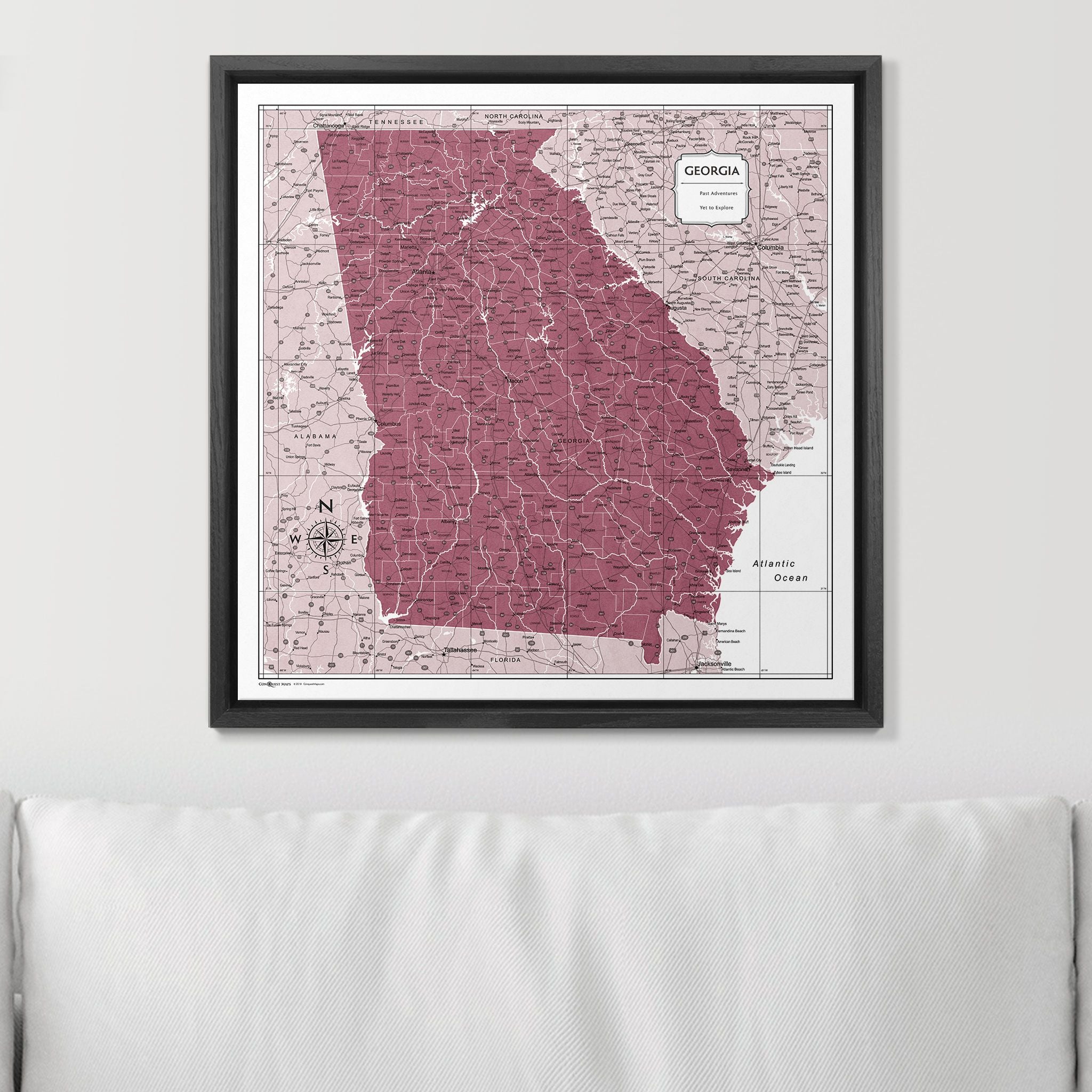 Push Pin Georgia Map (Pin Board) - Burgundy Color Splash CM Pin Board