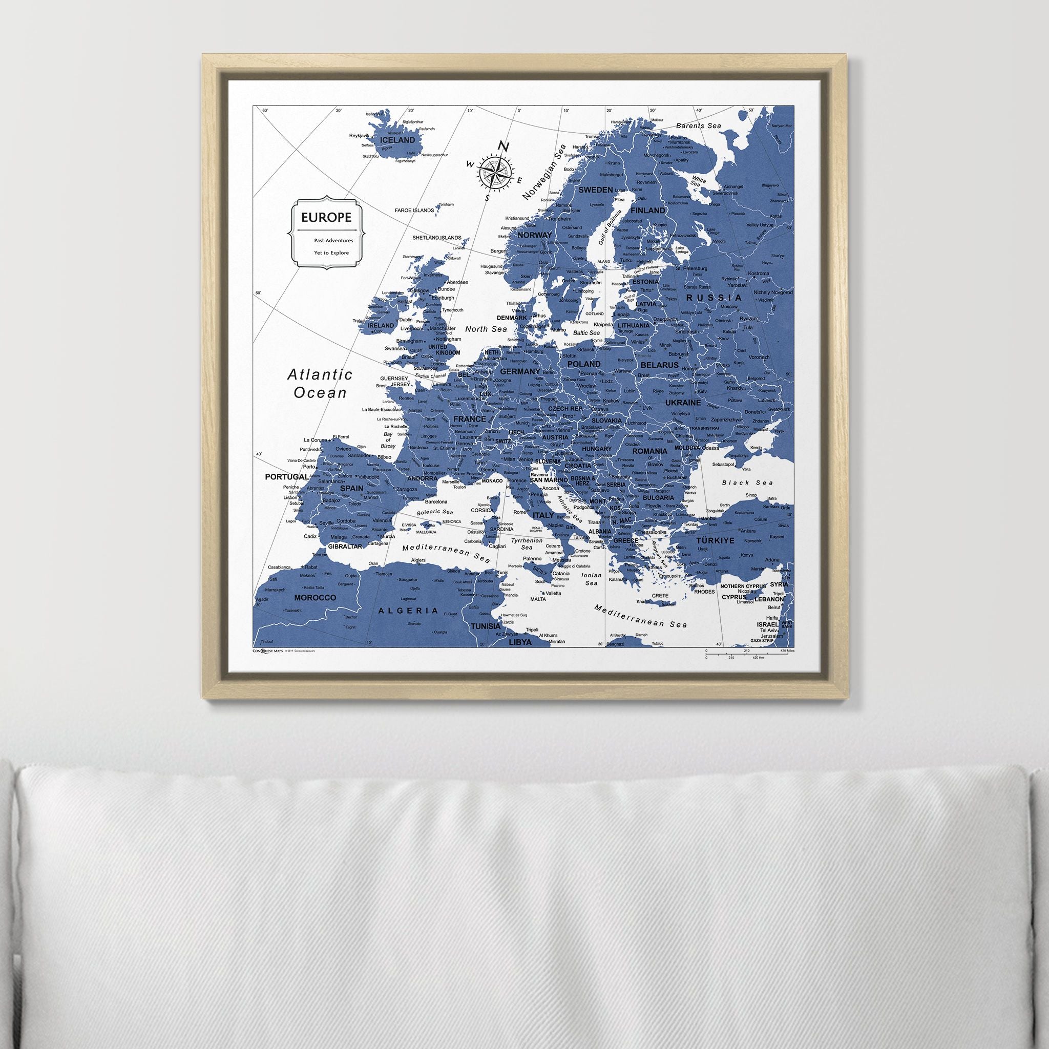 Push Pin Europe Map (Pin Board) - Navy Color Splash CM Pin Board