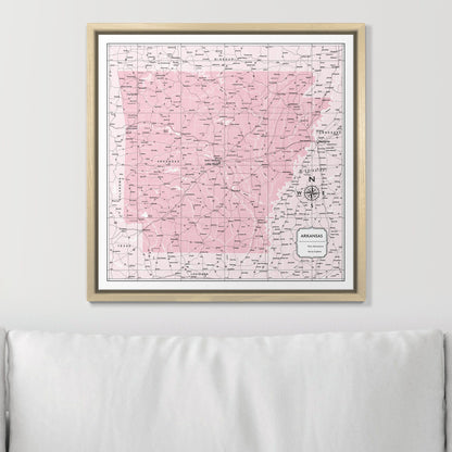 Push Pin Arkansas Map (Pin Board) - Pink Color Splash CM Pin Board