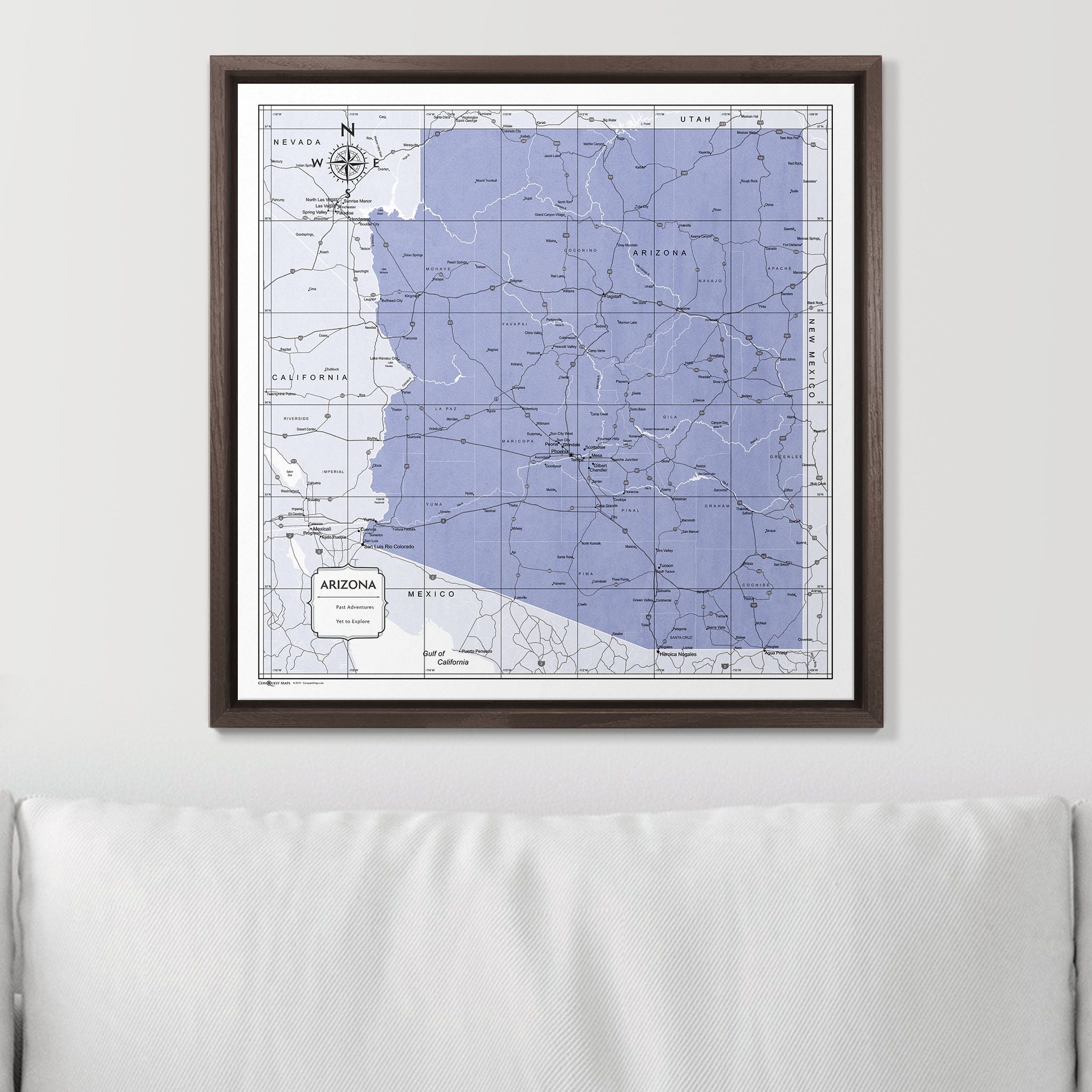 Push Pin Arizona Map (Pin Board) - Purple Color Splash CM Pin Board