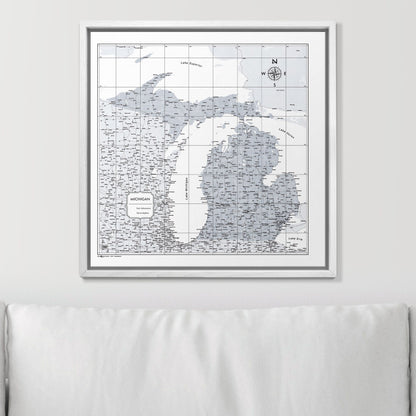 Push Pin Michigan Map (Pin Board) - Light Gray Color Splash CM Pin Board