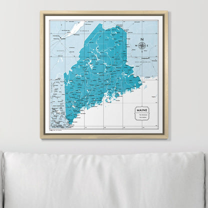 Push Pin Maine Map (Pin Board) - Teal Color Splash CM Pin Board