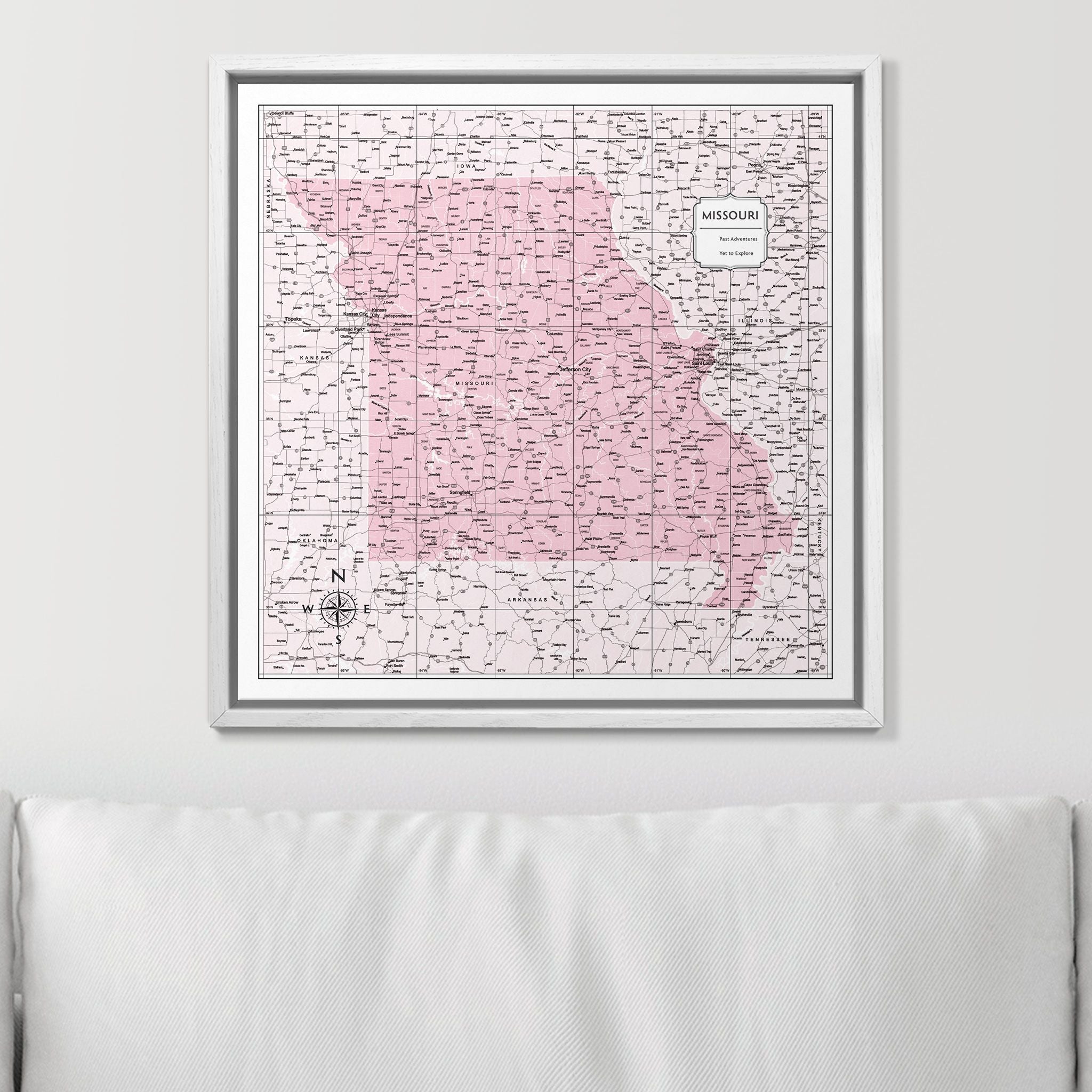 Push Pin Missouri Map (Pin Board) - Pink Color Splash CM Pin Board