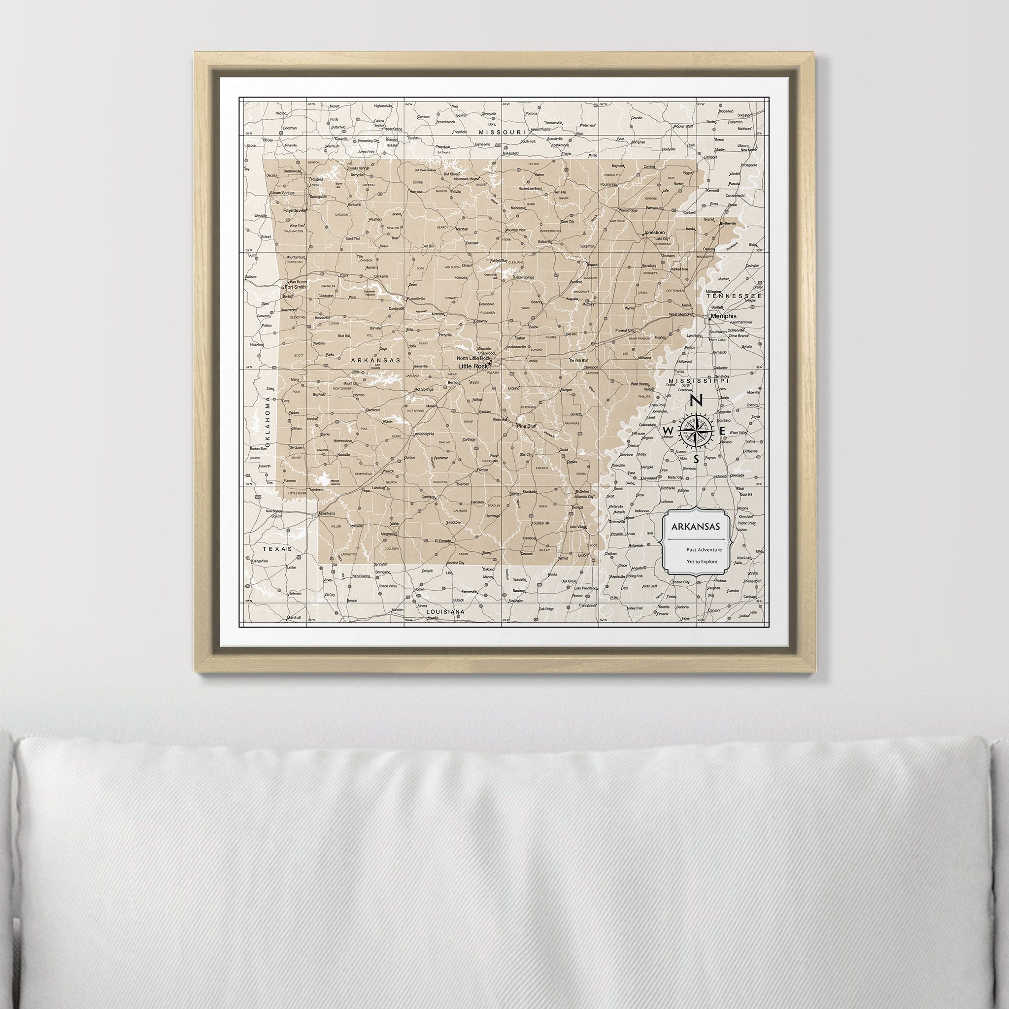 Push Pin Arkansas Map (Pin Board) - Light Brown Color Splash CM Pin Board