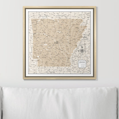 Push Pin Arkansas Map (Pin Board) - Light Brown Color Splash CM Pin Board