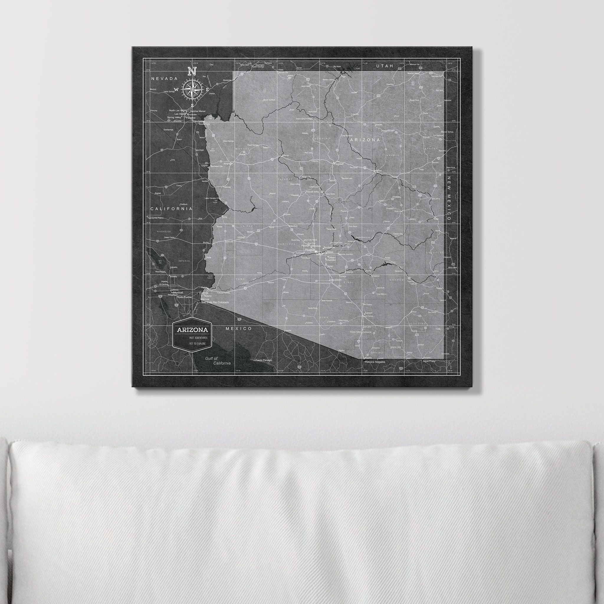 Push Pin Arizona Map (Pin Board) - Modern Slate CM Pin Board