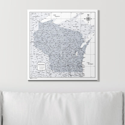 Push Pin Wisconsin Map (Pin Board) - Light Gray Color Splash CM Pin Board