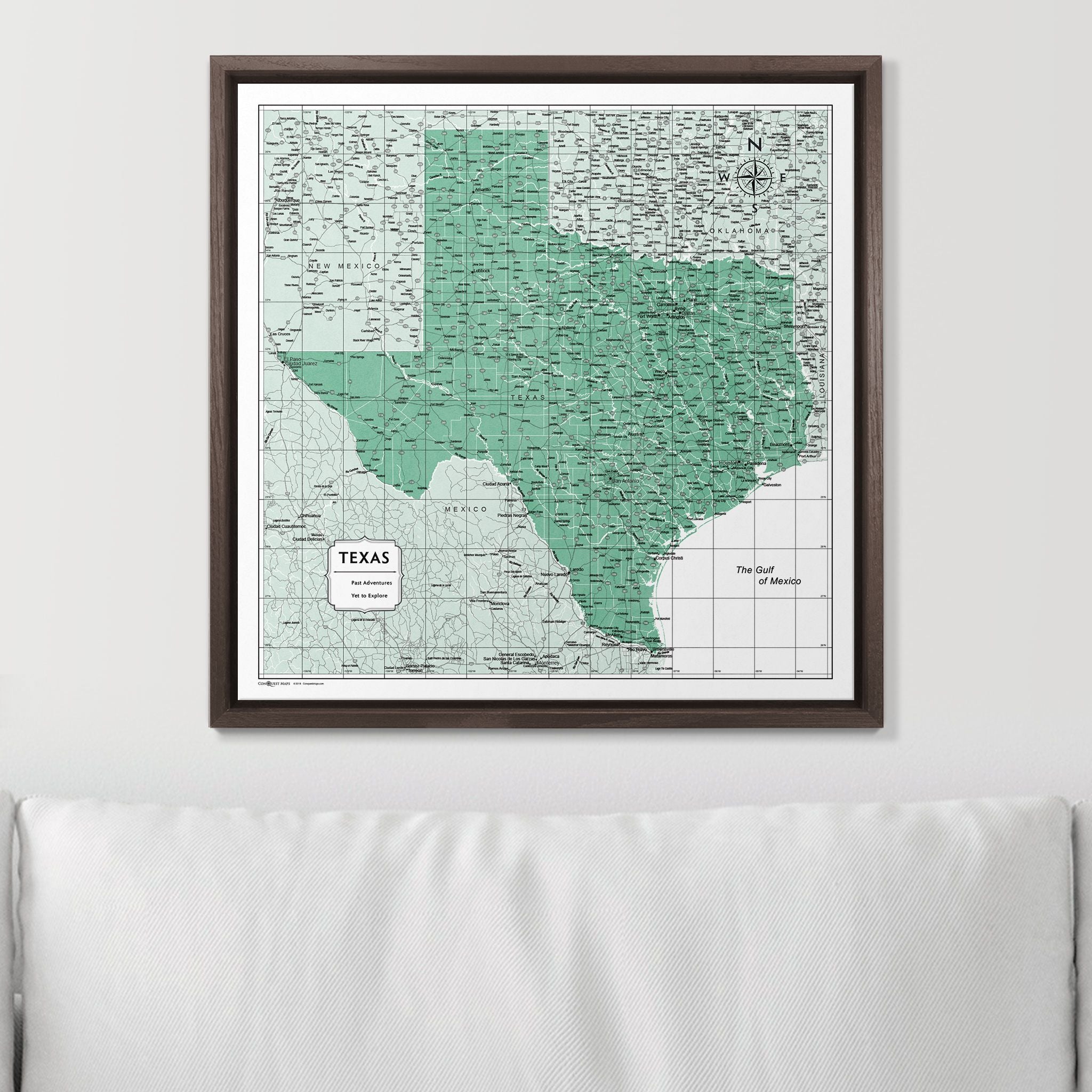 Push Pin Texas Map (Pin Board) - Green Color Splash CM Pin Board