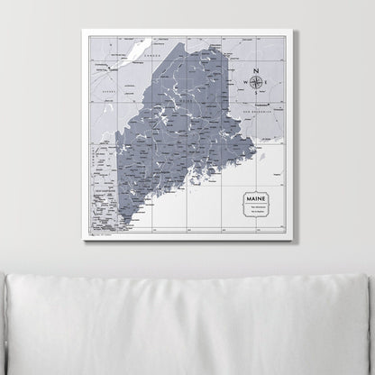 Push Pin Maine Map (Pin Board) - Dark Gray Color Splash CM Pin Board