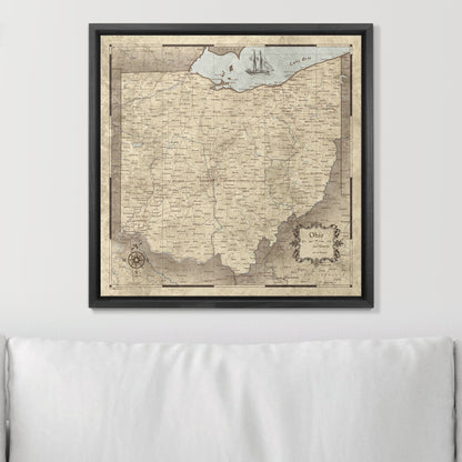 Push Pin Ohio Map (Pin Board) - Rustic Vintage CM Pin Board