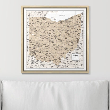 Push Pin Ohio Map (Pin Board) - Light Brown Color Splash CM Pin Board