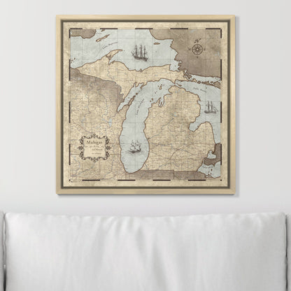 Push Pin Michigan Map (Pin Board) - Rustic Vintage CM Pin Board