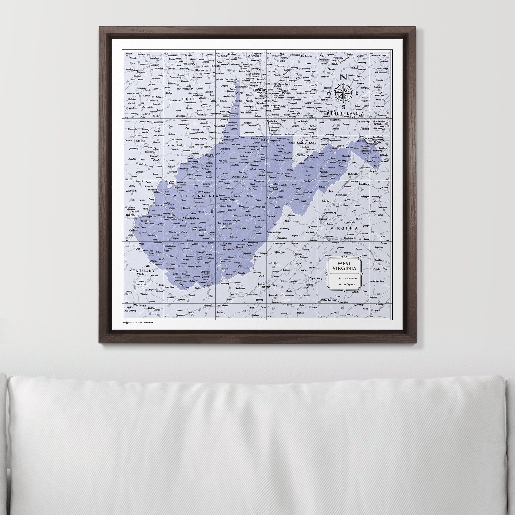 Push Pin West Virginia Map (Pin Board) - Purple Color Splash CM Pin Board