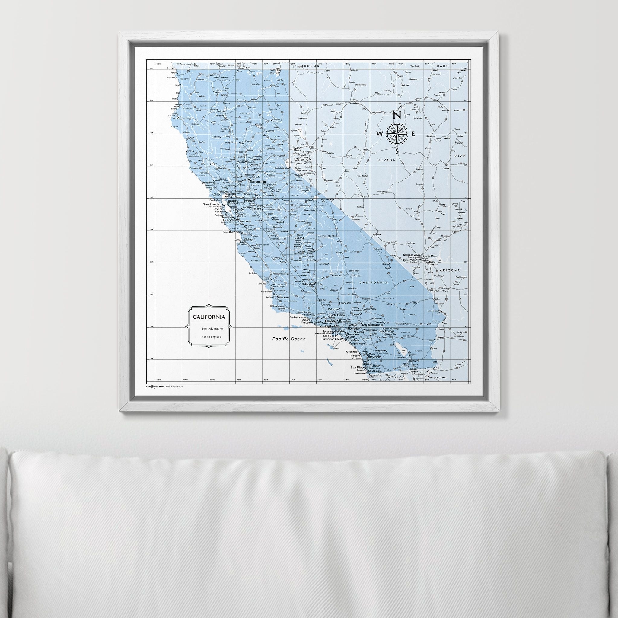 Push Pin California Map (Pin Board) - Light Blue Color Splash CM Pin Board