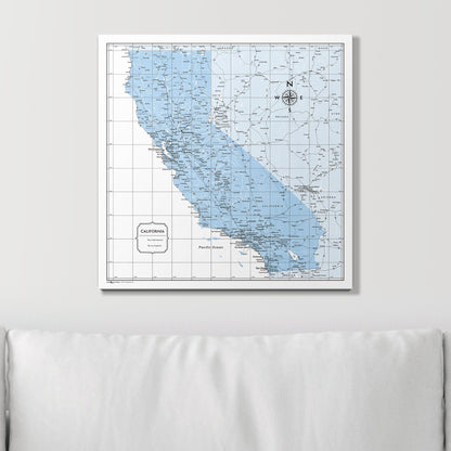 Push Pin California Map (Pin Board) - Light Blue Color Splash CM Pin Board