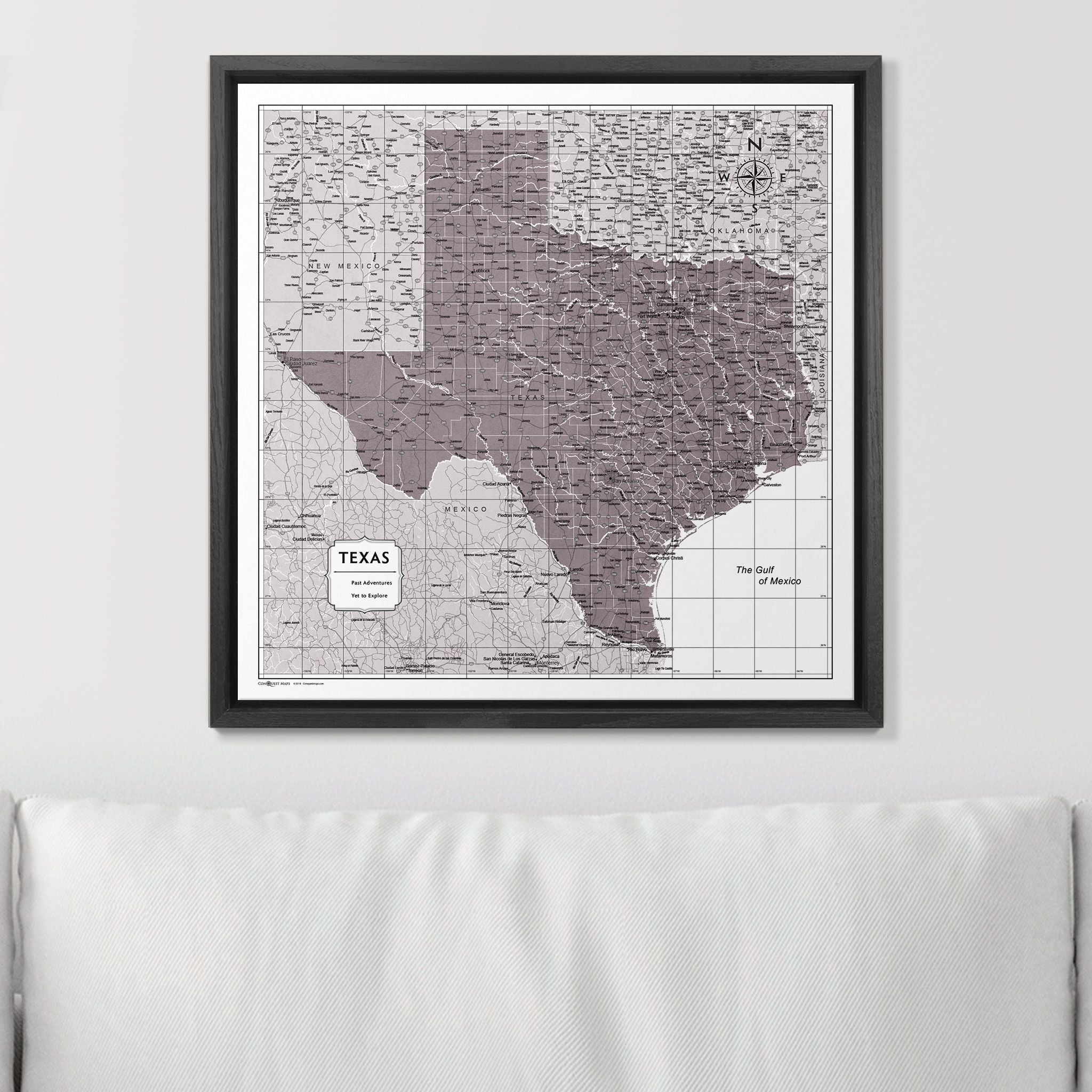 Push Pin Texas Map (Pin Board) - Dark Brown Color Splash CM Pin Board