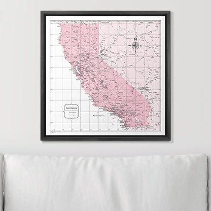 Push Pin California Map (Pin Board) - Pink Color Splash CM Pin Board