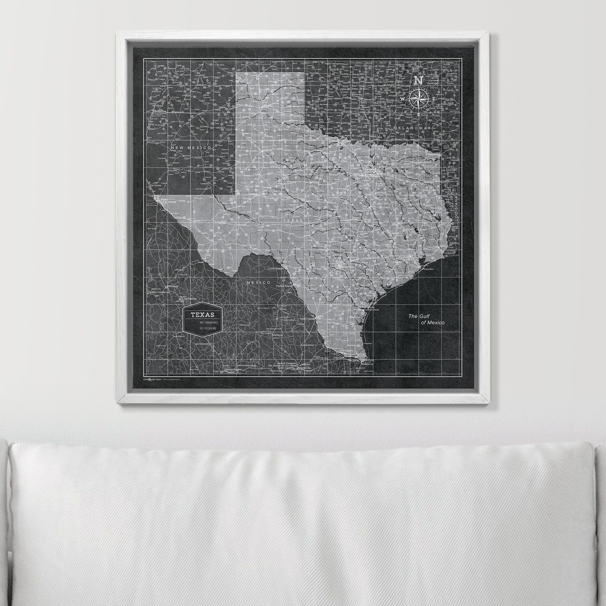 Push Pin Texas Map (Pin Board) - Modern Slate CM Pin Board