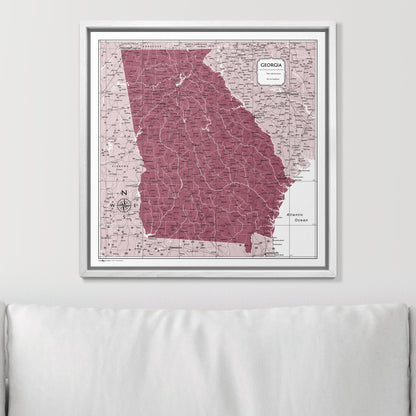 Push Pin Georgia Map (Pin Board) - Burgundy Color Splash CM Pin Board