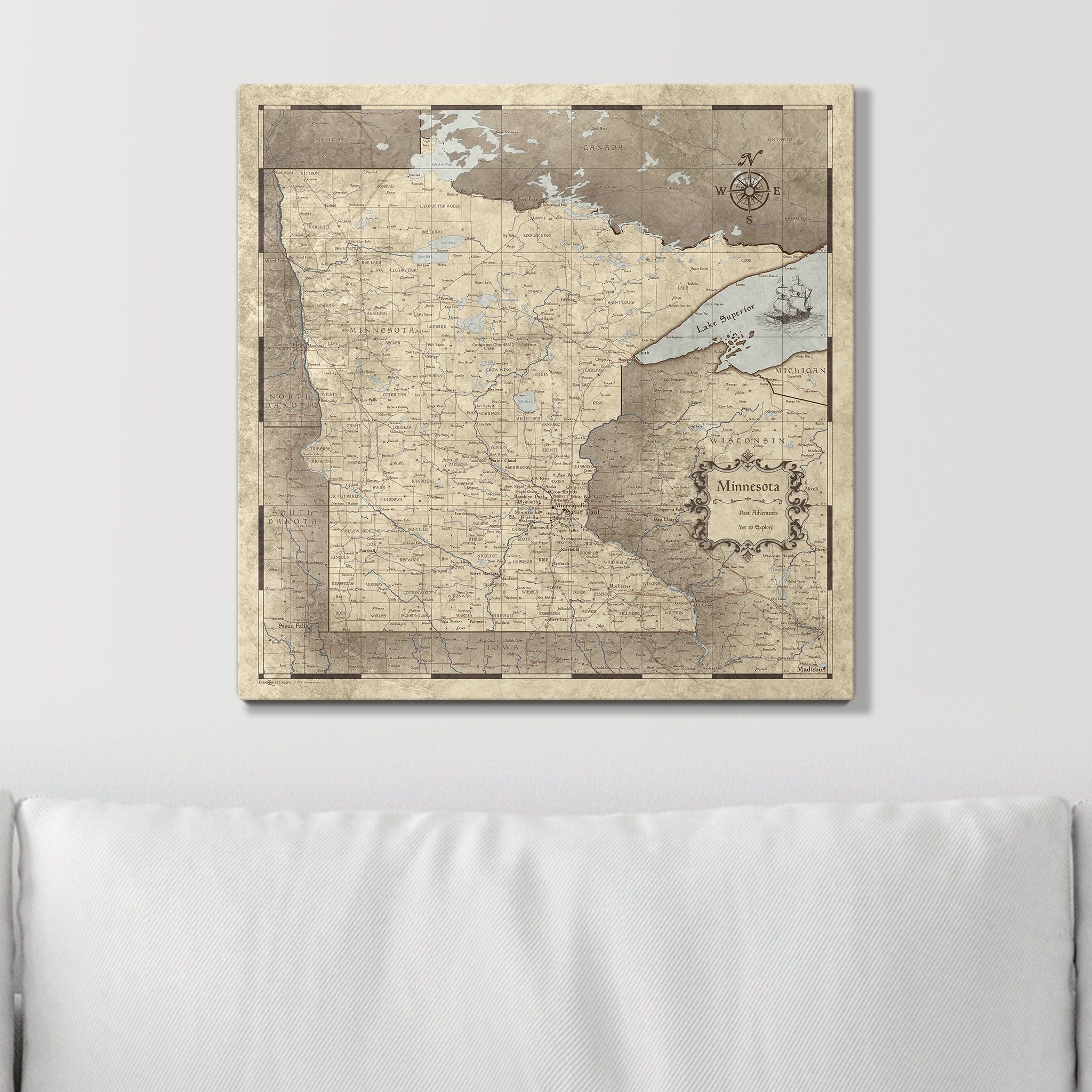 Push Pin Minnesota Map (Pin Board) - Rustic Vintage CM Pin Board