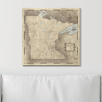 Push Pin Minnesota Map (Pin Board) - Rustic Vintage CM Pin Board