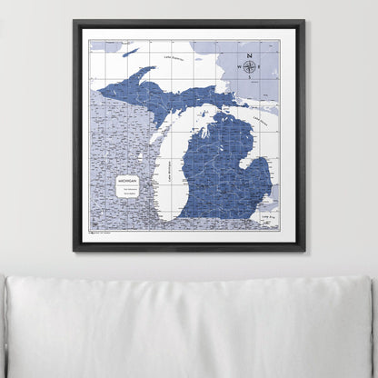 Push Pin Michigan Map (Pin Board) - Navy Color Splash CM Pin Board