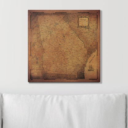 Push Pin Georgia Map (Pin Board) - Rustic Vintage CM Pin Board