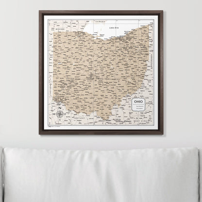 Push Pin Ohio Map (Pin Board) - Light Brown Color Splash CM Pin Board