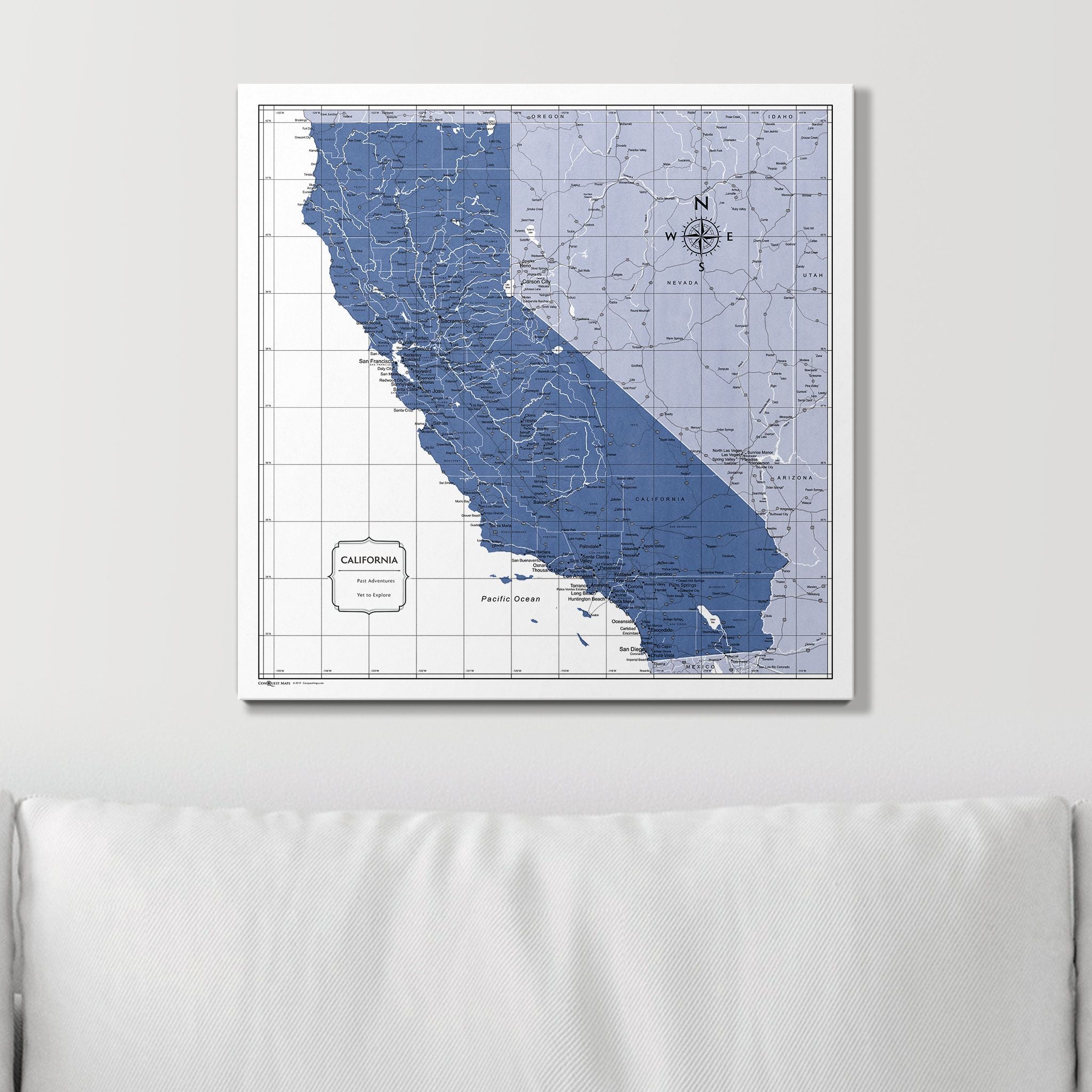 Push Pin California Map (Pin Board) - Navy Color Splash CM Pin Board