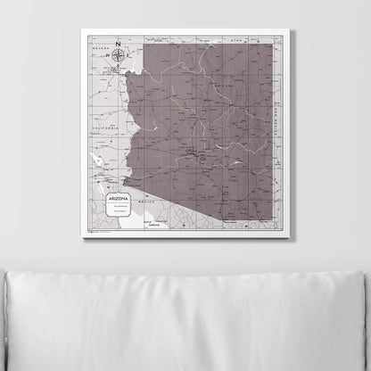 Push Pin Arizona Map (Pin Board) - Dark Brown Color Splash CM Pin Board