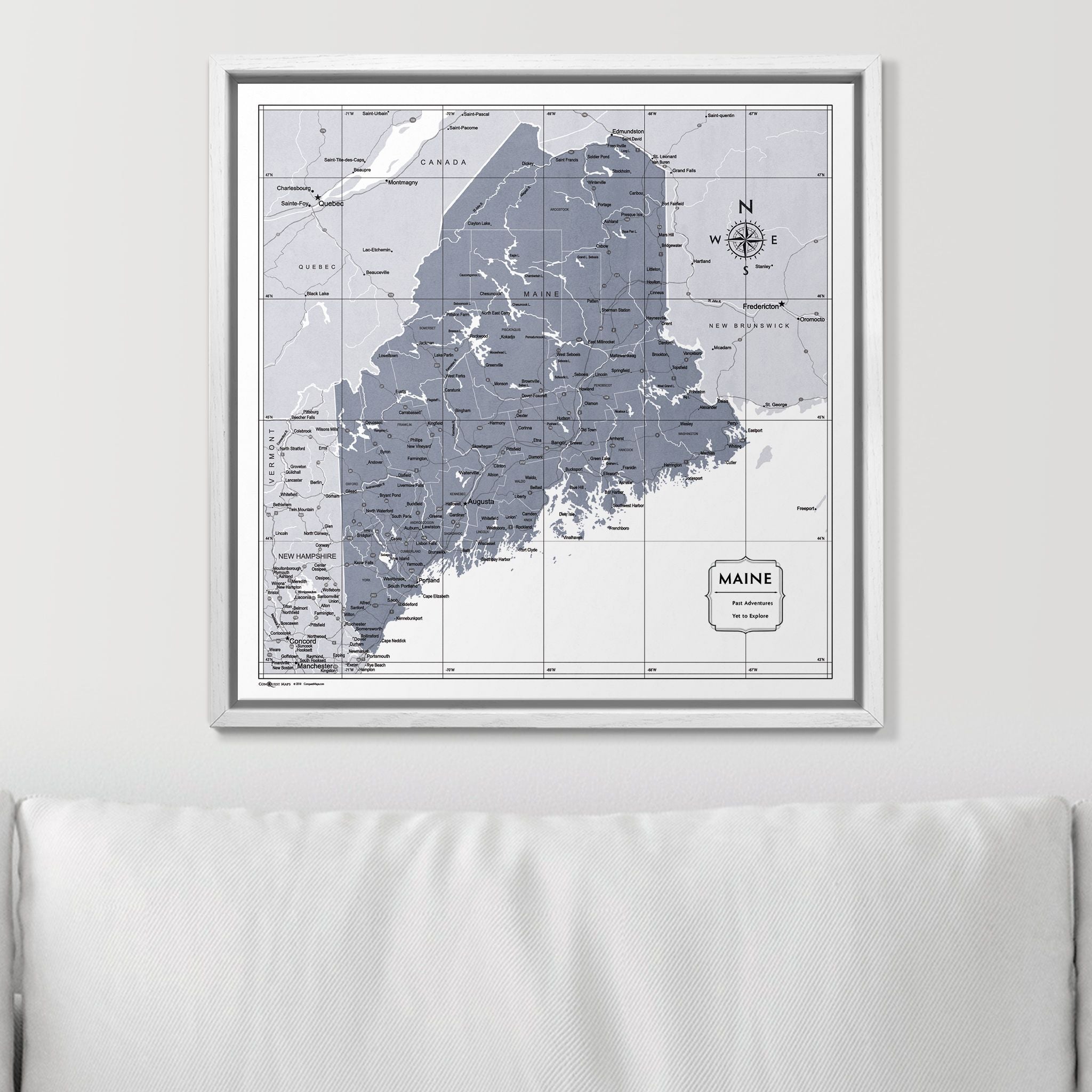 Push Pin Maine Map (Pin Board) - Dark Gray Color Splash CM Pin Board