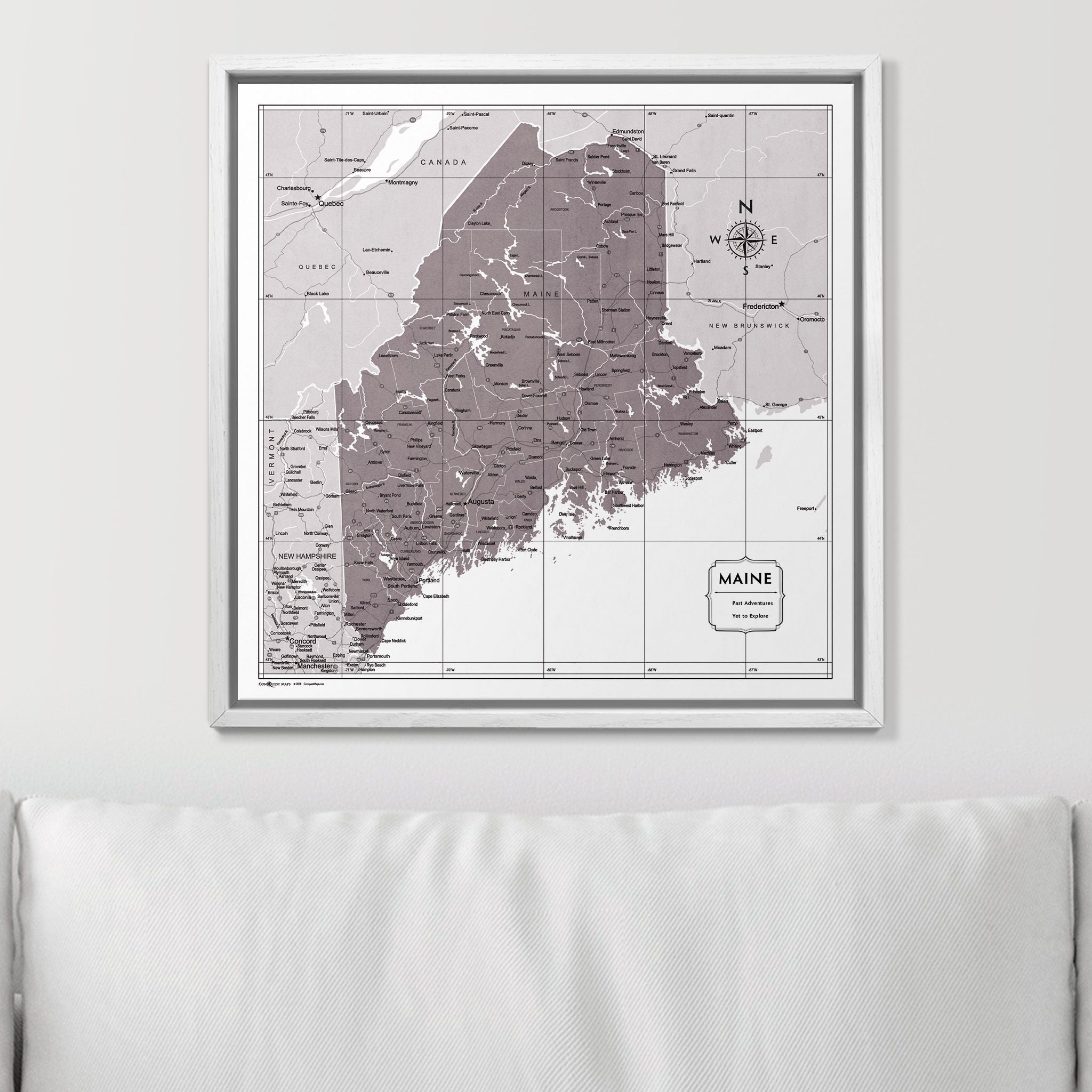 Push Pin Maine Map (Pin Board) - Dark Brown Color Splash CM Pin Board