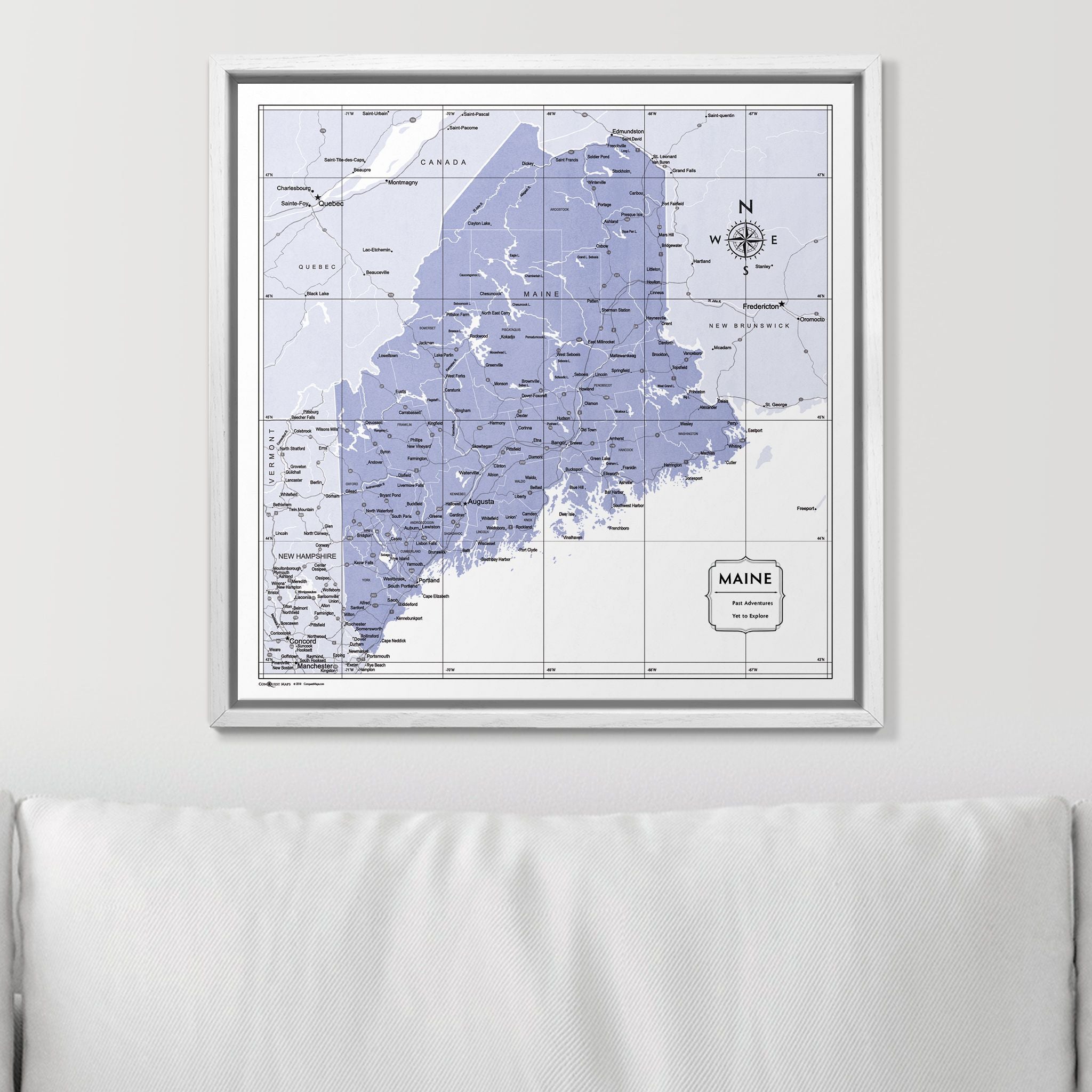 Push Pin Maine Map (Pin Board) - Purple Color Splash CM Pin Board