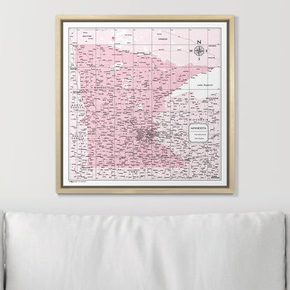 Push Pin Minnesota Map (Pin Board) - Pink Color Splash CM Pin Board