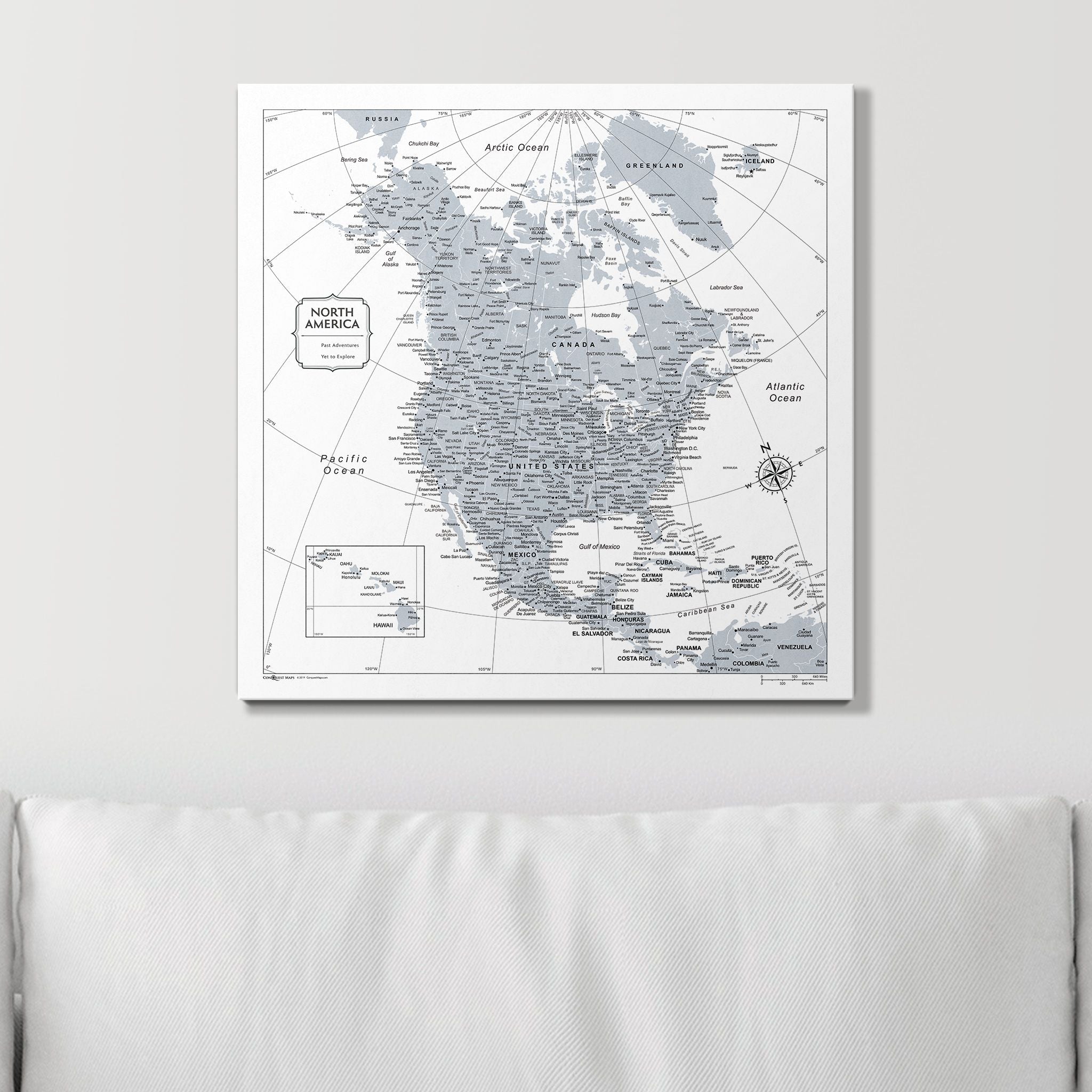 Push Pin North America Map (Pin Board) - Light Gray Color Splash CM Pin Board