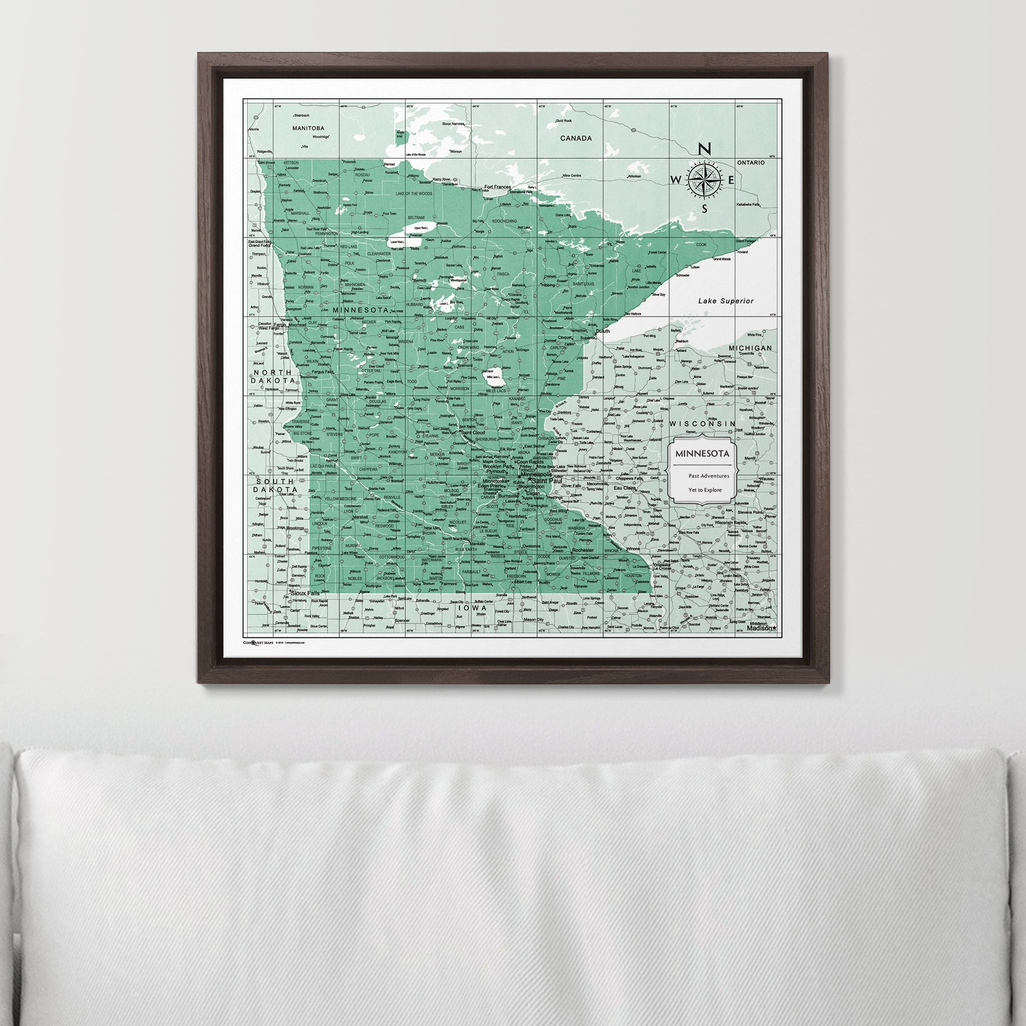 Push Pin Minnesota Map (Pin Board) - Green Color Splash CM Pin Board