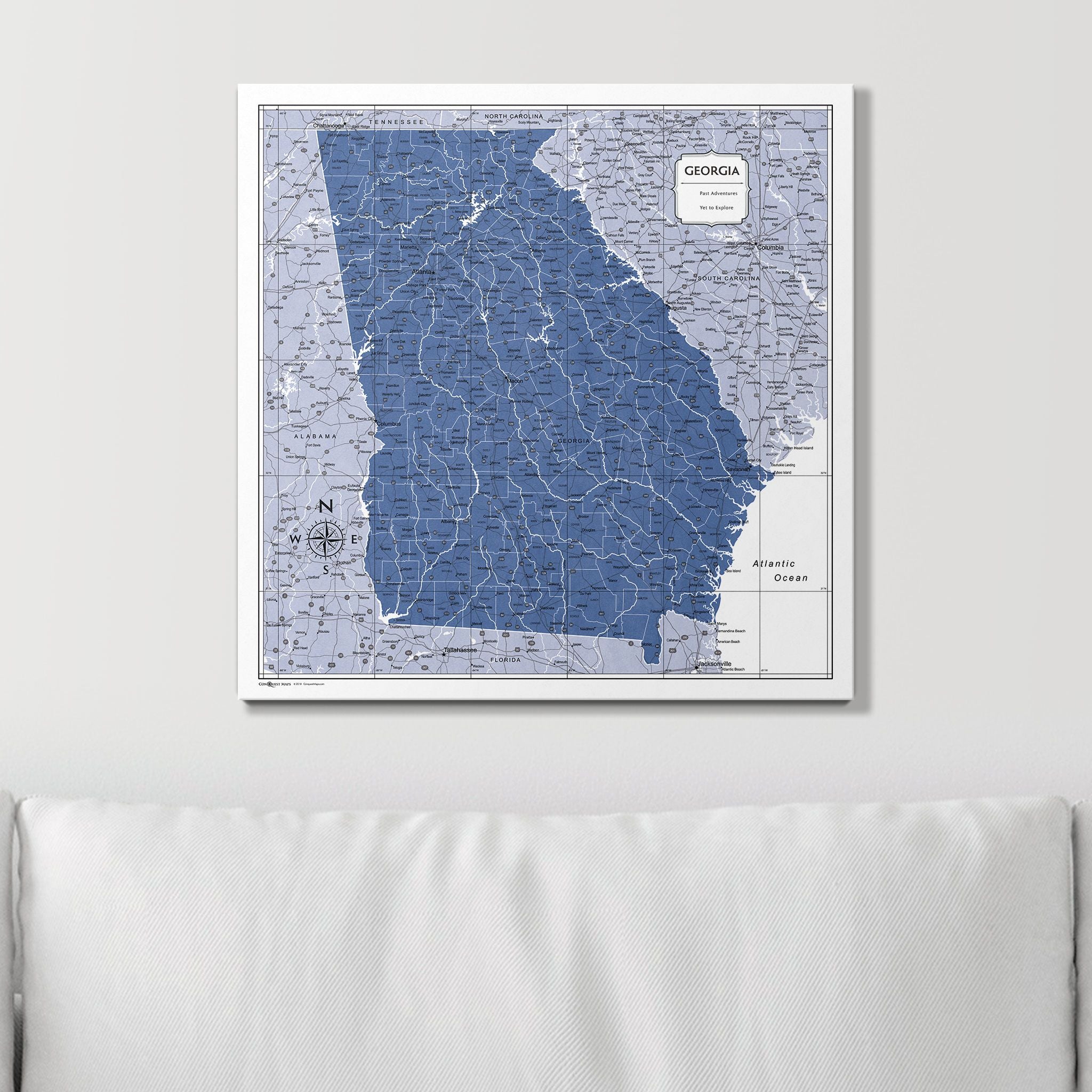 Push Pin Georgia Map (Pin Board) - Navy Color Splash CM Pin Board