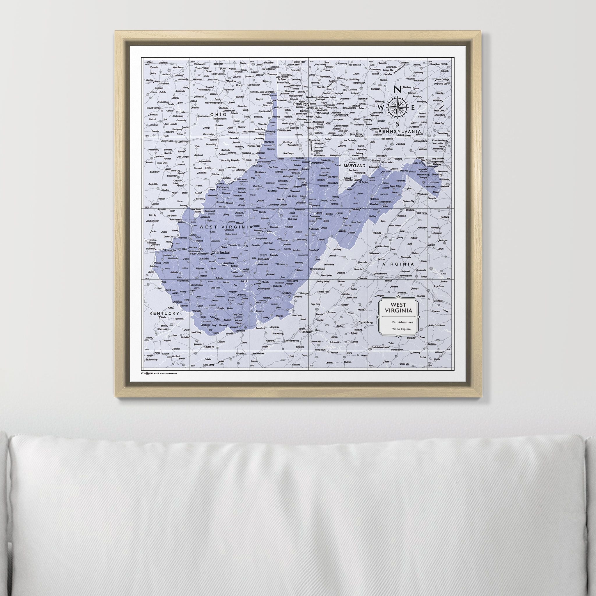 Push Pin West Virginia Map (Pin Board) - Purple Color Splash CM Pin Board