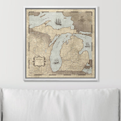 Push Pin Michigan Map (Pin Board) - Rustic Vintage CM Pin Board