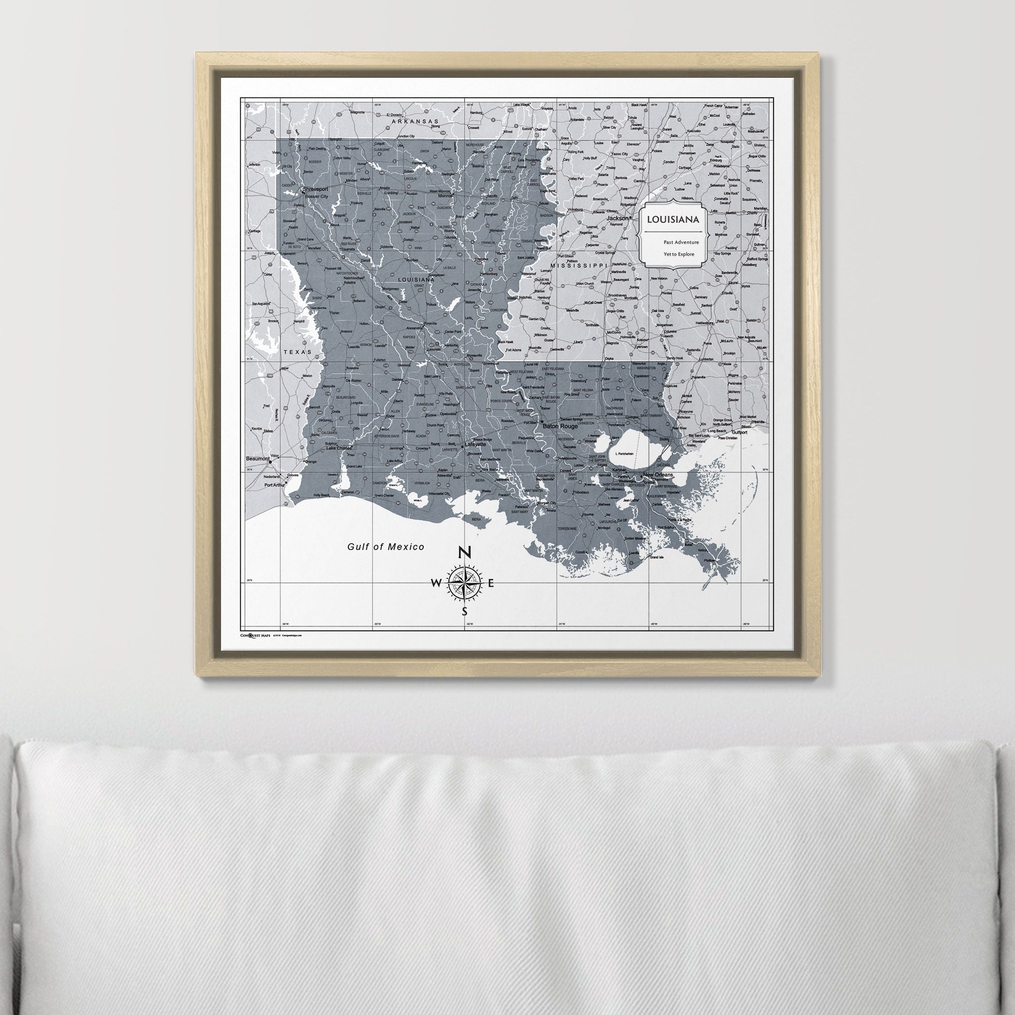 Push Pin Louisiana Map (Pin Board) - Dark Gray Color Splash CM Pin Board