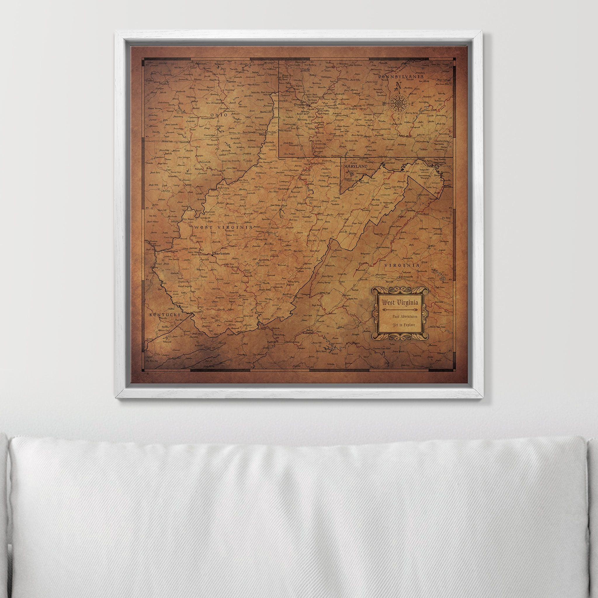 Push Pin West Virginia Map (Pin Board) - Golden Aged CM Pin Board