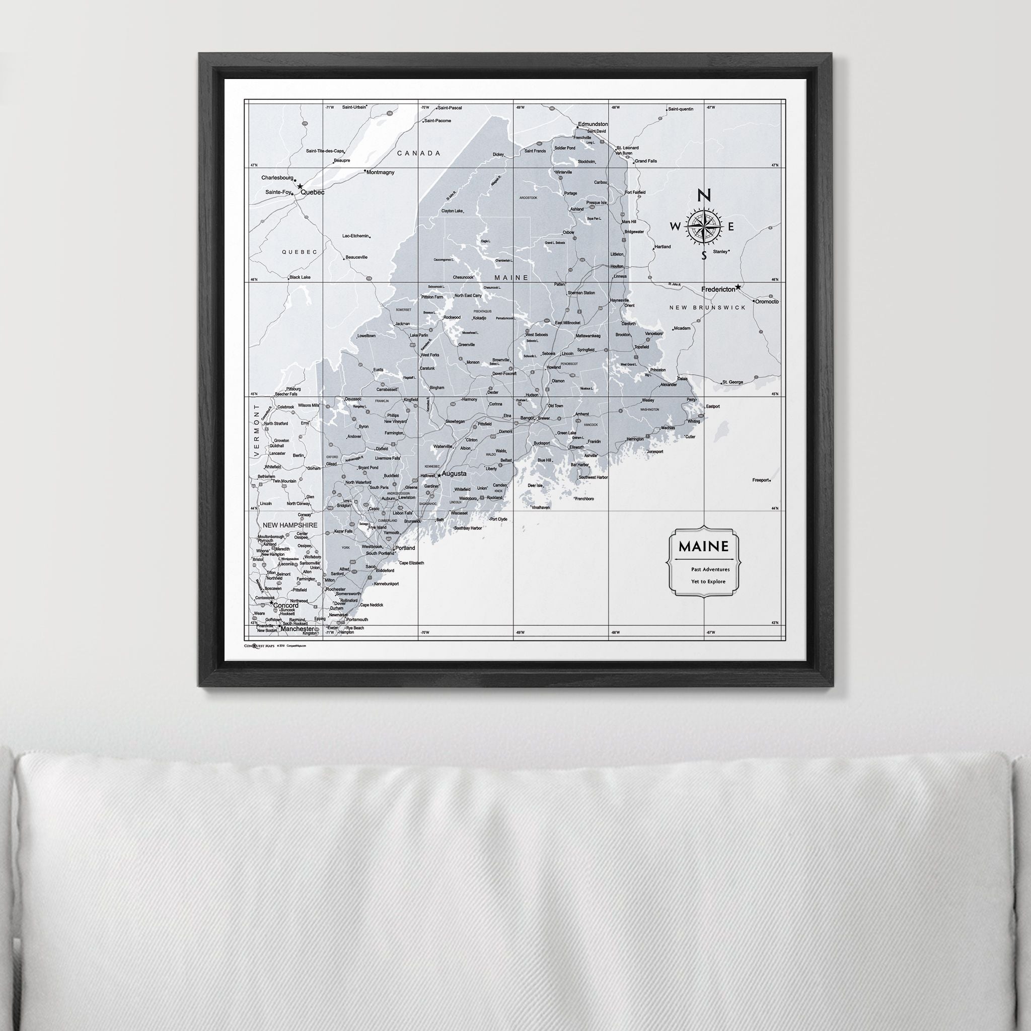 Push Pin Maine Map (Pin Board) - Light Gray Color Splash CM Pin Board