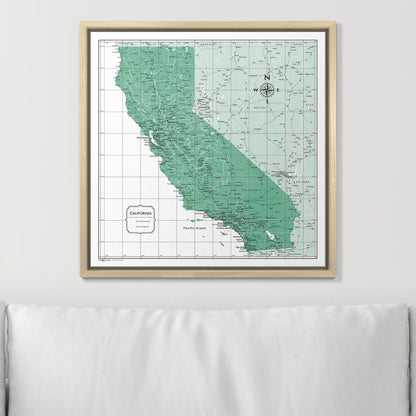 Push Pin California Map (Pin Board) - Green Color Splash CM Pin Board