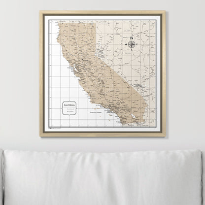 Push Pin California Map (Pin Board) - Light Brown Color Splash CM Pin Board