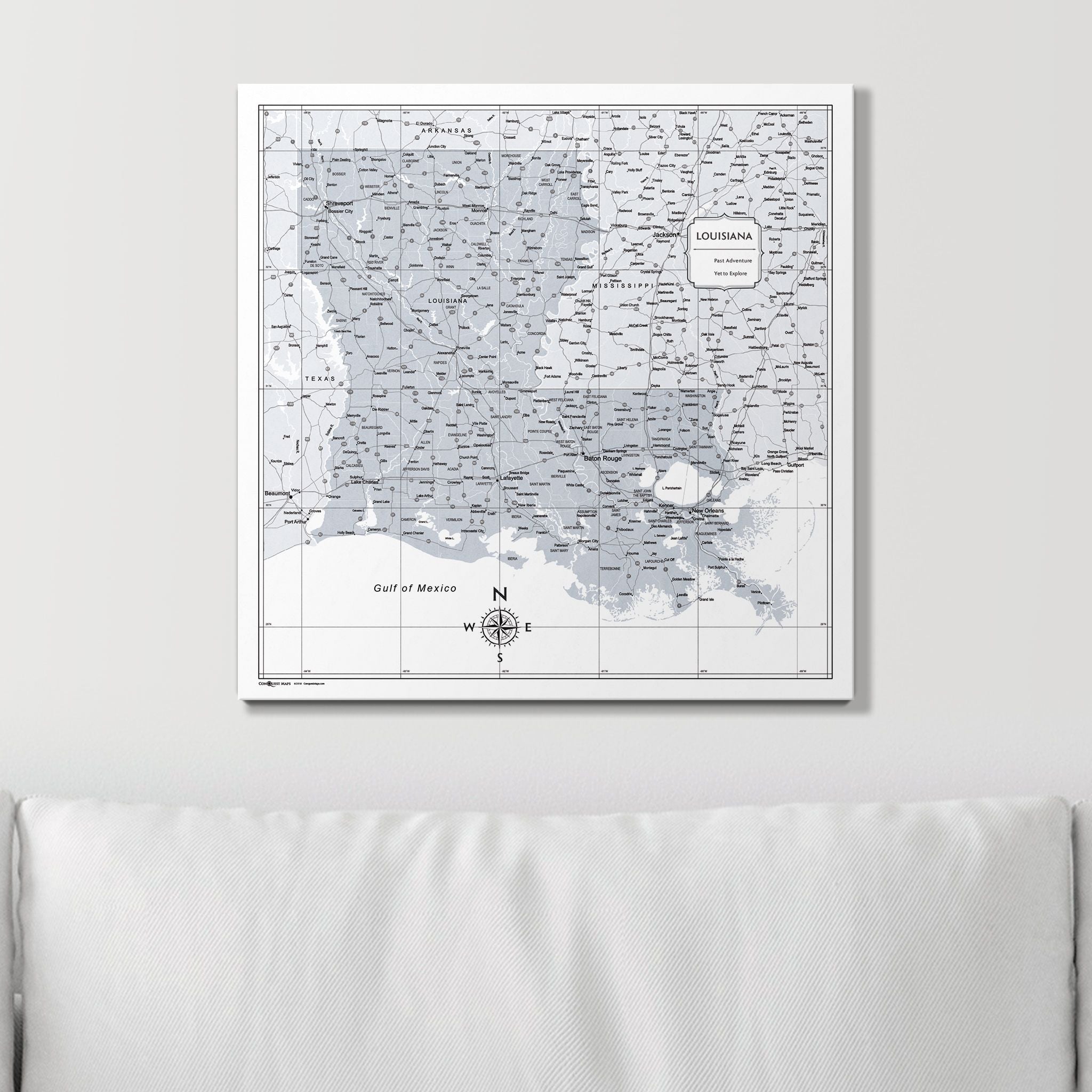 Push Pin Louisiana Map (Pin Board) - Light Gray Color Splash CM Pin Board