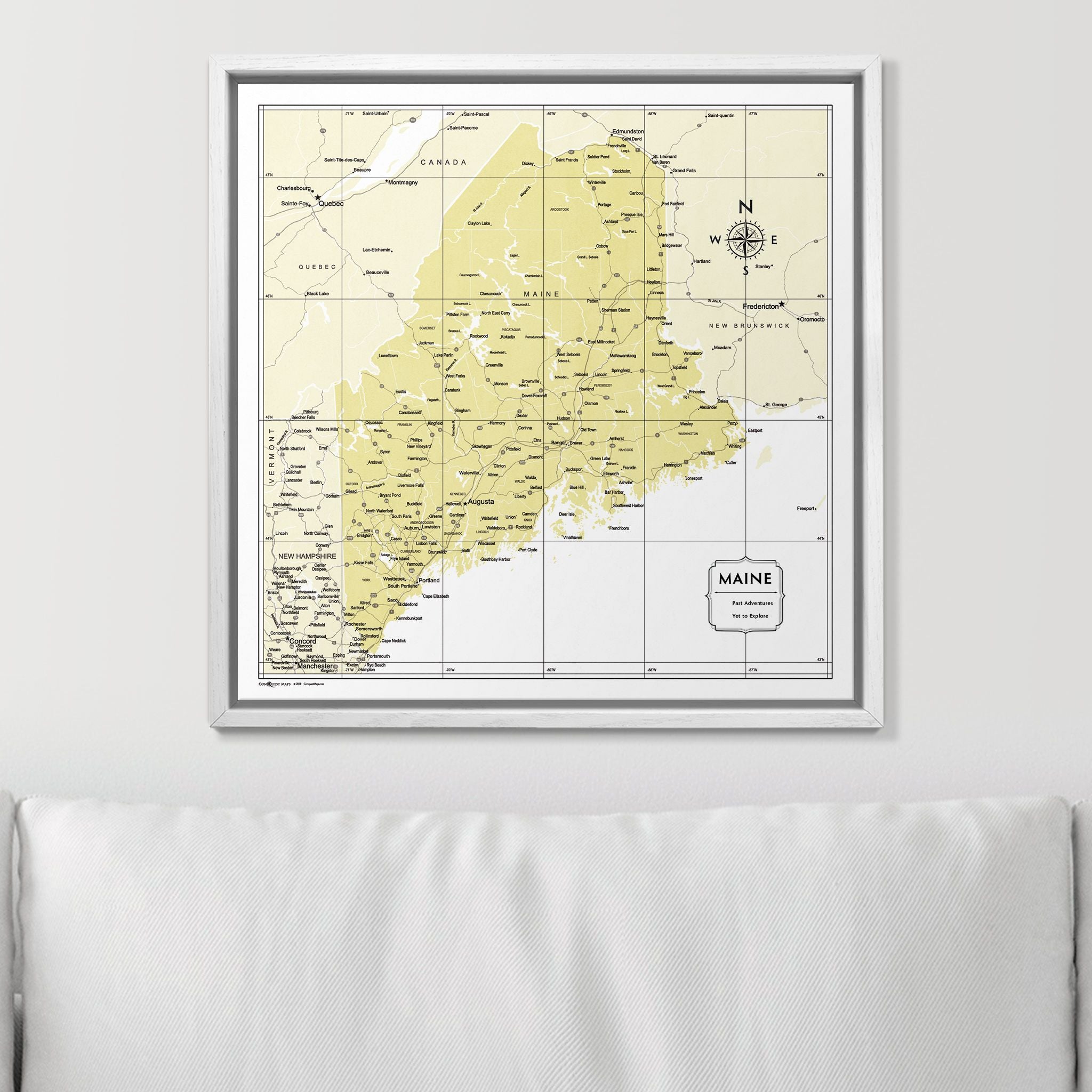 Push Pin Maine Map (Pin Board) - Yellow Color Splash CM Pin Board