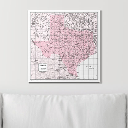 Push Pin Texas Map (Pin Board) - Pink Color Splash CM Pin Board