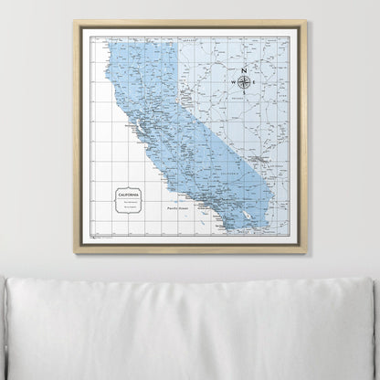 Push Pin California Map (Pin Board) - Light Blue Color Splash CM Pin Board