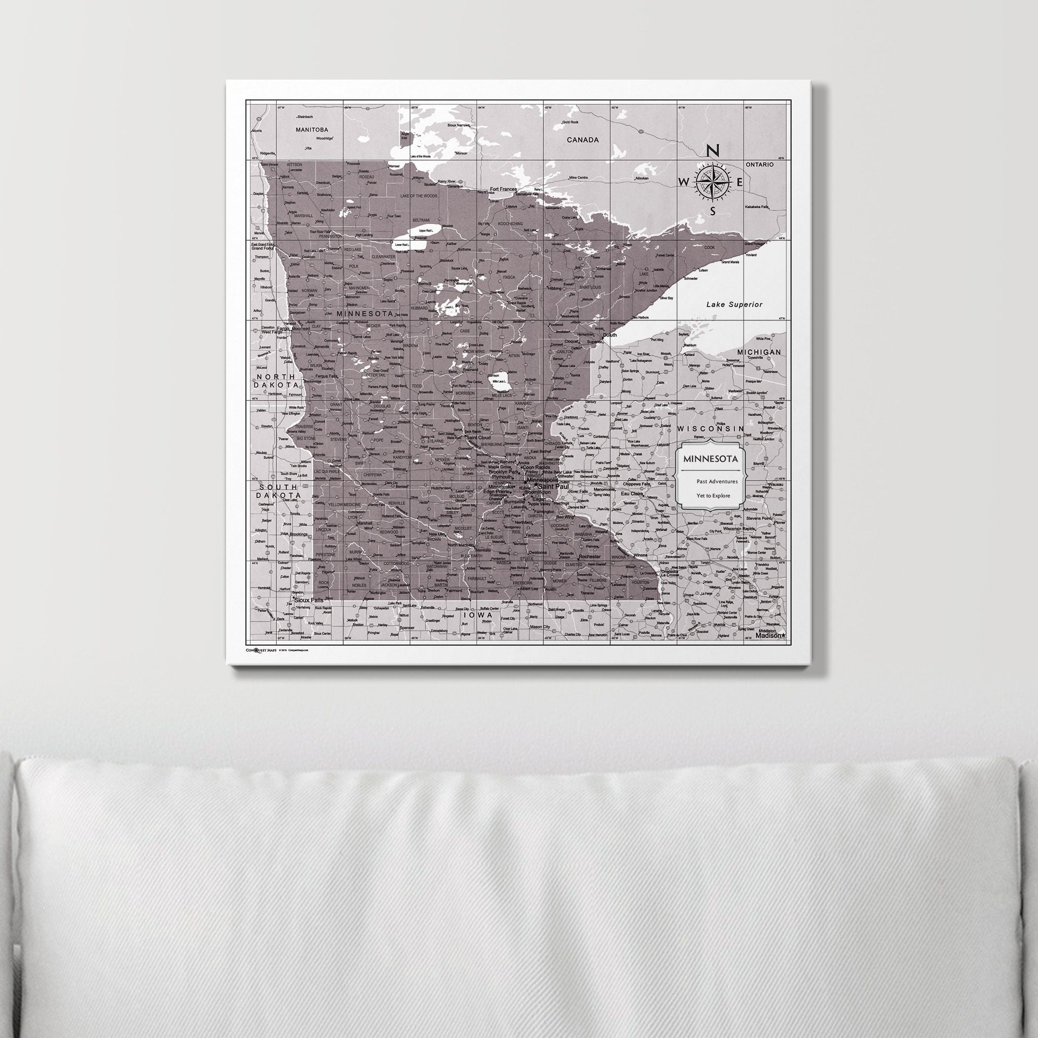 Push Pin Minnesota Map (Pin Board) - Dark Brown Color Splash CM Pin Board